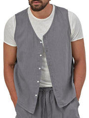 Men's two-piece vest shorts casual sleeveless cardigan suit - 808Lush