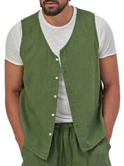 Men's two-piece vest shorts casual sleeveless cardigan suit - 808Lush