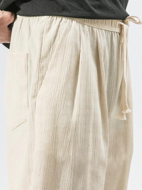 Men's woven cotton and linen casual harem trousers - 808Lush