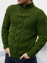 Men's zipper turtleneck long sleeve cable sweater - 808Lush