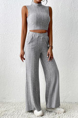 Mock Neck Tank and Pants Set - 808Lush