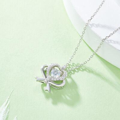 Moissanite 925 Sterling Silver Bow & Heart Necklace - 808Lush