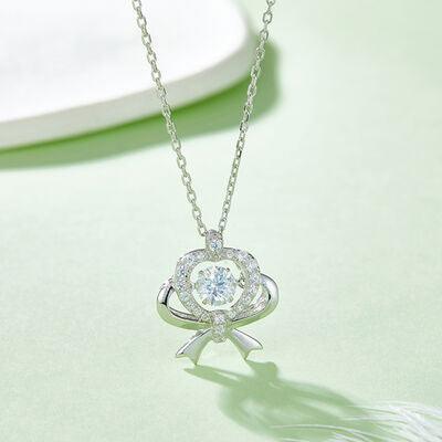 Moissanite 925 Sterling Silver Bow & Heart Necklace - 808Lush