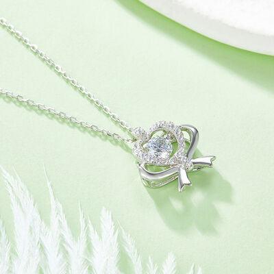 Moissanite 925 Sterling Silver Bow & Heart Necklace - 808Lush