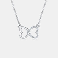 Moissanite 925 Sterling Silver Heart Bow Necklace - 808Lush