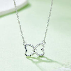 Moissanite 925 Sterling Silver Heart Bow Necklace - 808Lush