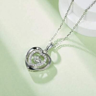 Moissanite 925 Sterling Silver Heart Necklace - 808Lush