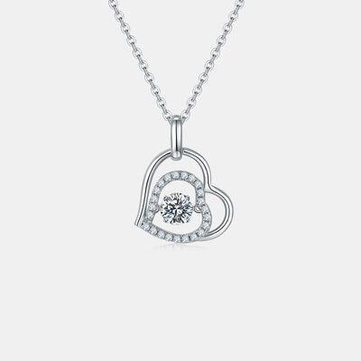 Moissanite 925 Sterling Silver Heart Necklace - 808Lush