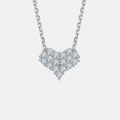 Moissanite 925 Sterling Silver Heart Necklace - 808Lush