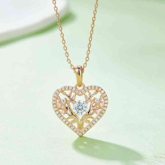 Moissanite 925 Sterling Silver Heart Shape Necklace - 808Lush