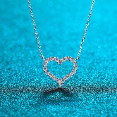 Moissanite 925 Sterling Silver Heart Shape Necklace - 808Lush