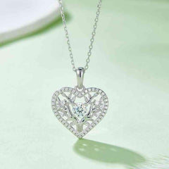 Moissanite 925 Sterling Silver Heart Shape Necklace - 808Lush