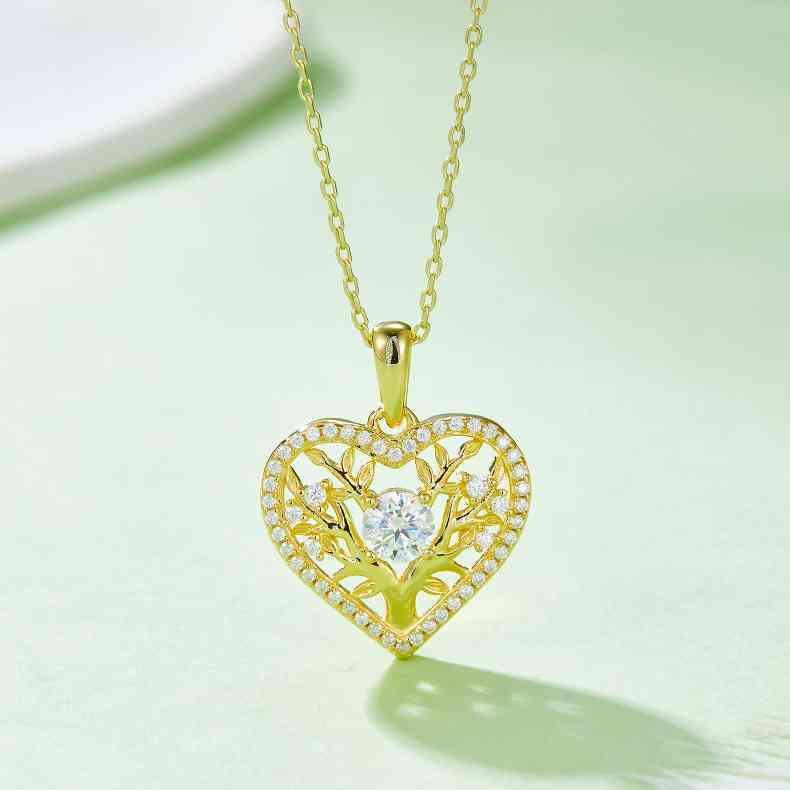 Moissanite 925 Sterling Silver Heart Shape Necklace - 808Lush