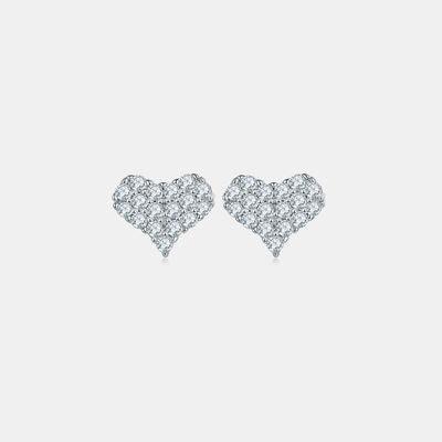 Moissanite 925 Sterling Silver Heart Stud Earrings - 808Lush