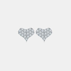 Moissanite 925 Sterling Silver Heart Stud Earrings - 808Lush