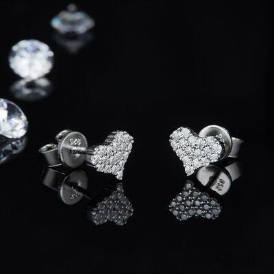 Moissanite 925 Sterling Silver Heart Stud Earrings - 808Lush