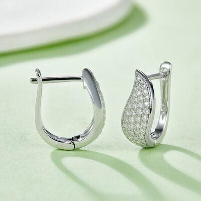 Moissanite 925 Sterling Silver Leaf Huggie Earrings - 808Lush