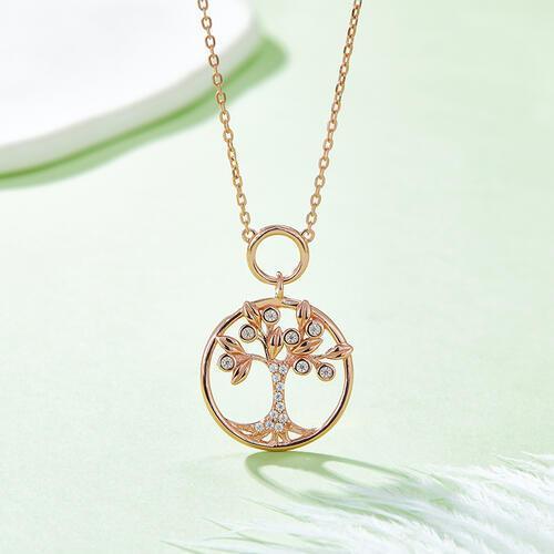 Moissanite 925 Sterling Silver Tree Of Life Pendant Necklace - 808Lush