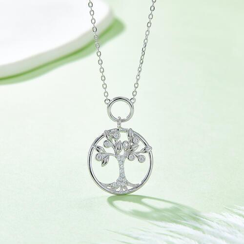 Moissanite 925 Sterling Silver Tree Of Life Pendant Necklace - 808Lush