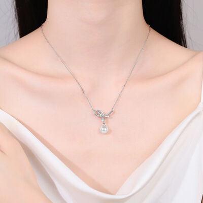 Natural Pearl Pendant Moissanite 925 Sterling Silver Necklace - 808Lush