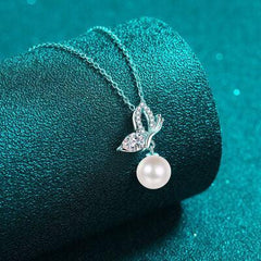 Natural Pearl Pendant Moissanite 925 Sterling Silver Necklace - 808Lush