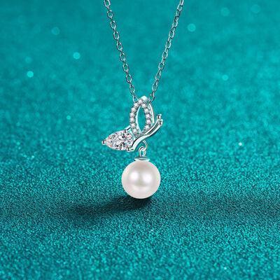 Natural Pearl Pendant Moissanite 925 Sterling Silver Necklace - 808Lush