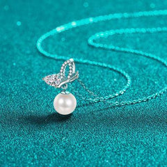 Natural Pearl Pendant Moissanite 925 Sterling Silver Necklace - 808Lush