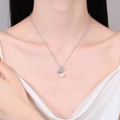 Natural Pearl Pendant Moissanite 925 Sterling Silver Necklace - 808Lush