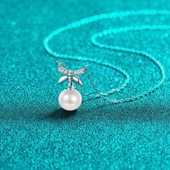 Natural Pearl Pendant Moissanite 925 Sterling Silver Necklace - 808Lush