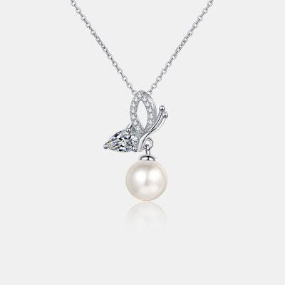 Natural Pearl Pendant Moissanite 925 Sterling Silver Necklace - 808Lush