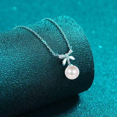 Natural Pearl Pendant Moissanite 925 Sterling Silver Necklace - 808Lush