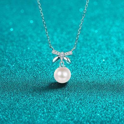 Natural Pearl Pendant Moissanite 925 Sterling Silver Necklace - 808Lush