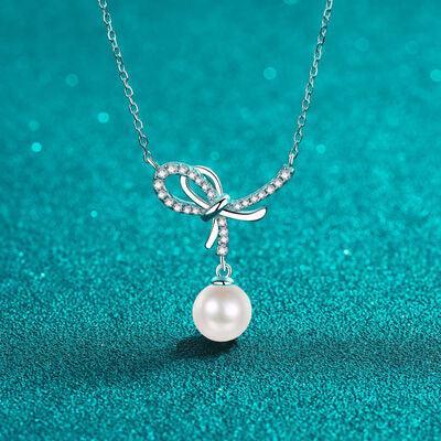 Natural Pearl Pendant Moissanite 925 Sterling Silver Necklace - 808Lush