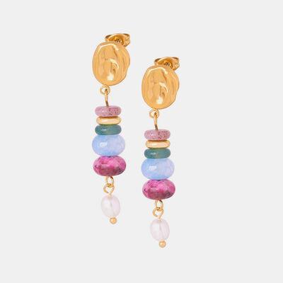 Natural Stone Freshwater Pearl Dangle Earrings - 808Lush