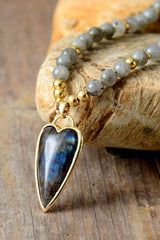 Natural Stone Pendant Beaded Necklace - 808Lush