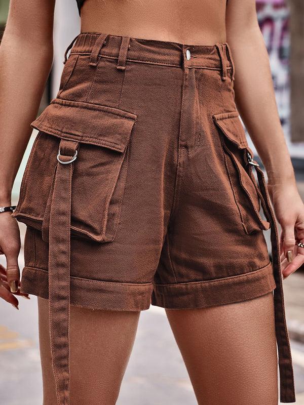 cargo Denim Shorts Elastic Waist - 808Lush