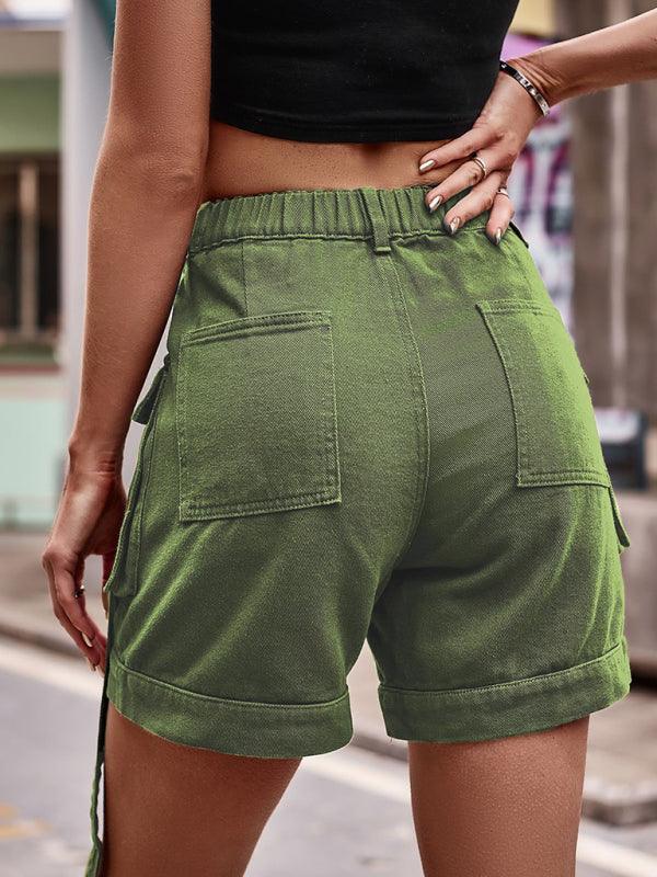 cargo Denim Shorts Elastic Waist - 808Lush