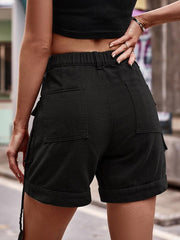 cargo Denim Shorts Elastic Waist - 808Lush