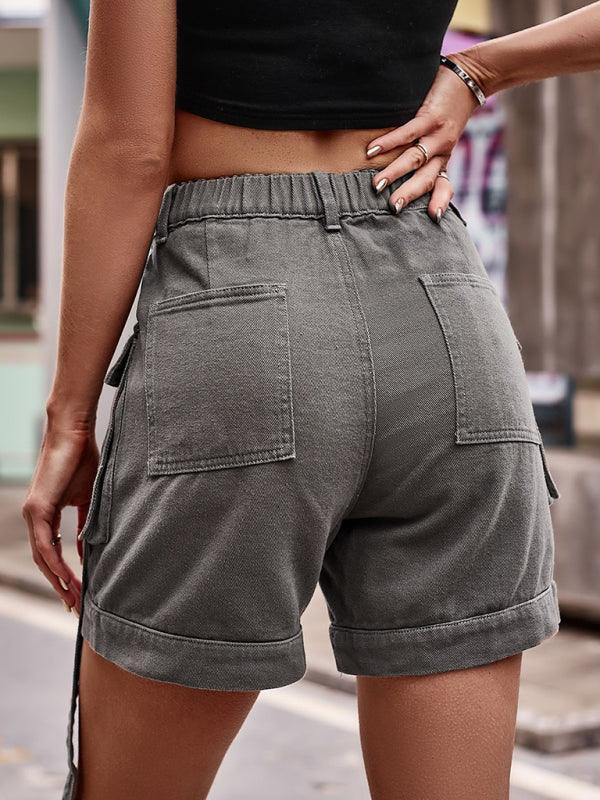 cargo Denim Shorts Elastic Waist - 808Lush