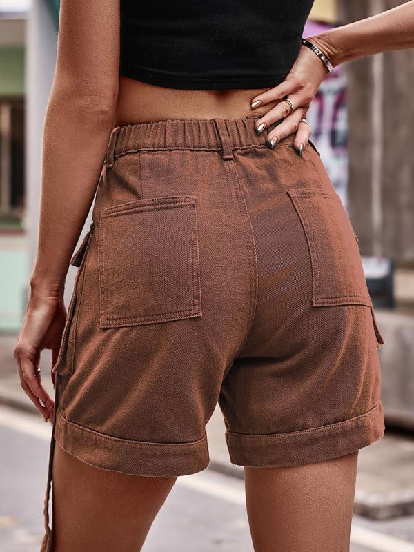 cargo Denim Shorts Elastic Waist - 808Lush