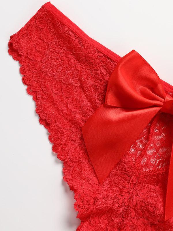 Christmas outfit sexy bow breathable lace low waist panties - 808Lush