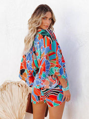 Elegant Casual Fashion Printed Waist Short Sleeve Jumpsuit - 808Lush