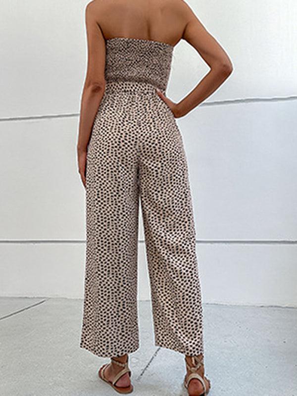 European and American women's holiday leopard print one-piece jumpsuit - 808Lush