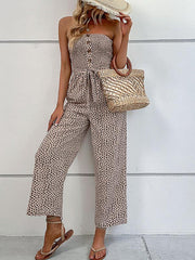 European and American women's holiday leopard print one-piece jumpsuit - 808Lush