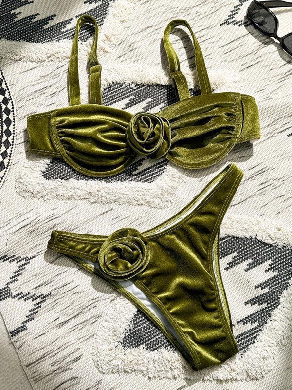 Fashion Retro Sexy 3D Flower Bikini - 808Lush