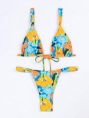 Fashion Sexy Vacation Strap Floral Print Split Bikini - 808Lush