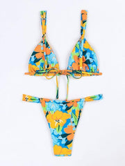 Fashion Sexy Vacation Strap Floral Print Split Bikini - 808Lush