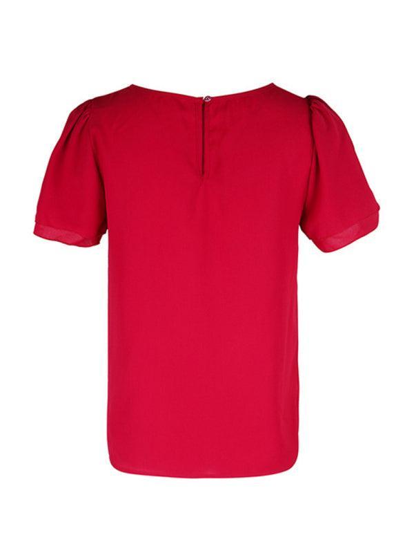 Fashion Women's Round Neck Short Sleeve Shirt - 808Lush