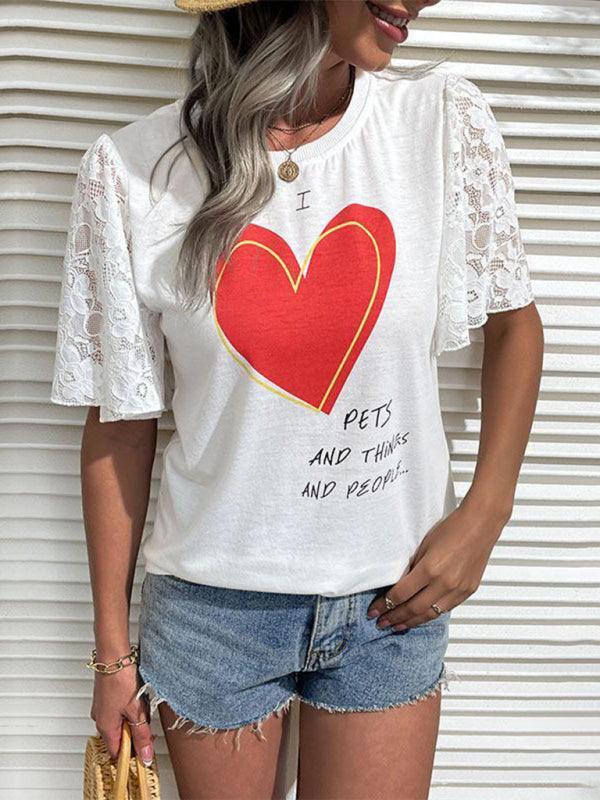 Women's Valentine's Day Printed Short Sleeve T-Shirt - 808Lush