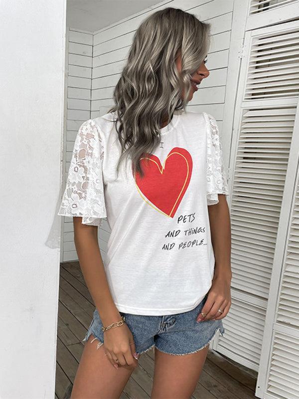 Women's Valentine's Day Printed Short Sleeve T-Shirt - 808Lush